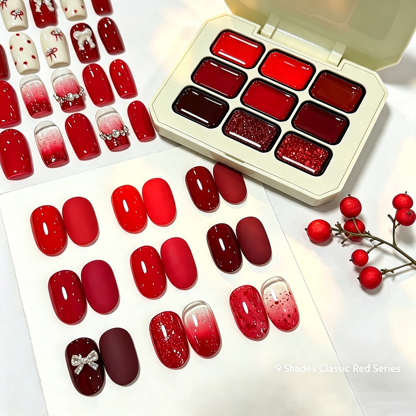 Resin Glitter Pack - 9 цветов классического красного однотонного гель-лака