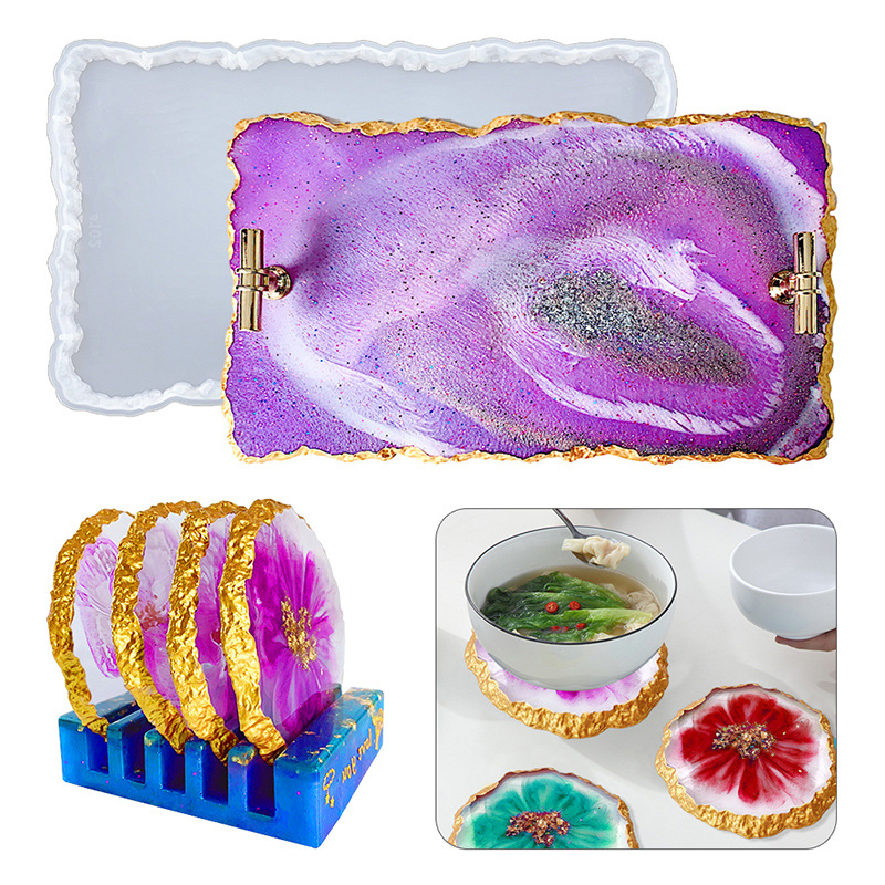 Serving Tray Mold - DM413 Drusy Coaster, смоляная форма, жеода,