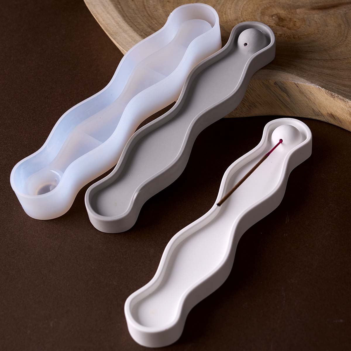 Serving Tray Mold - Волнистый длинный лоток для благовоний, силиконовая