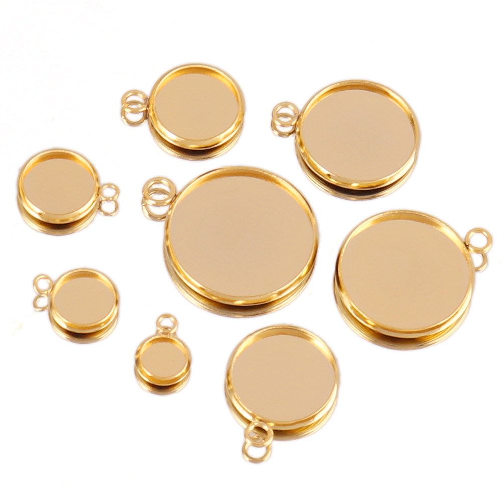 Bezels Set Pendant - 10 шт., кабошон из нержавеющей стали