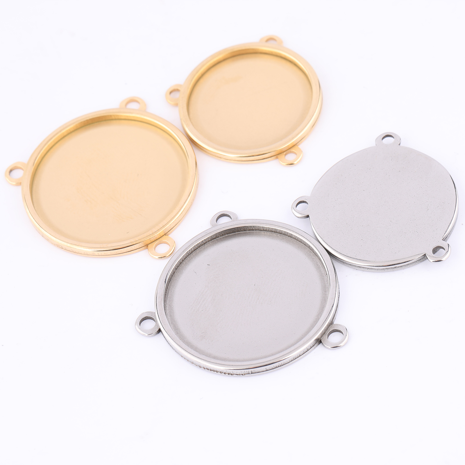 Bezels Set Pendant - 5 шт., позолоченные, из нержавеющей стали,