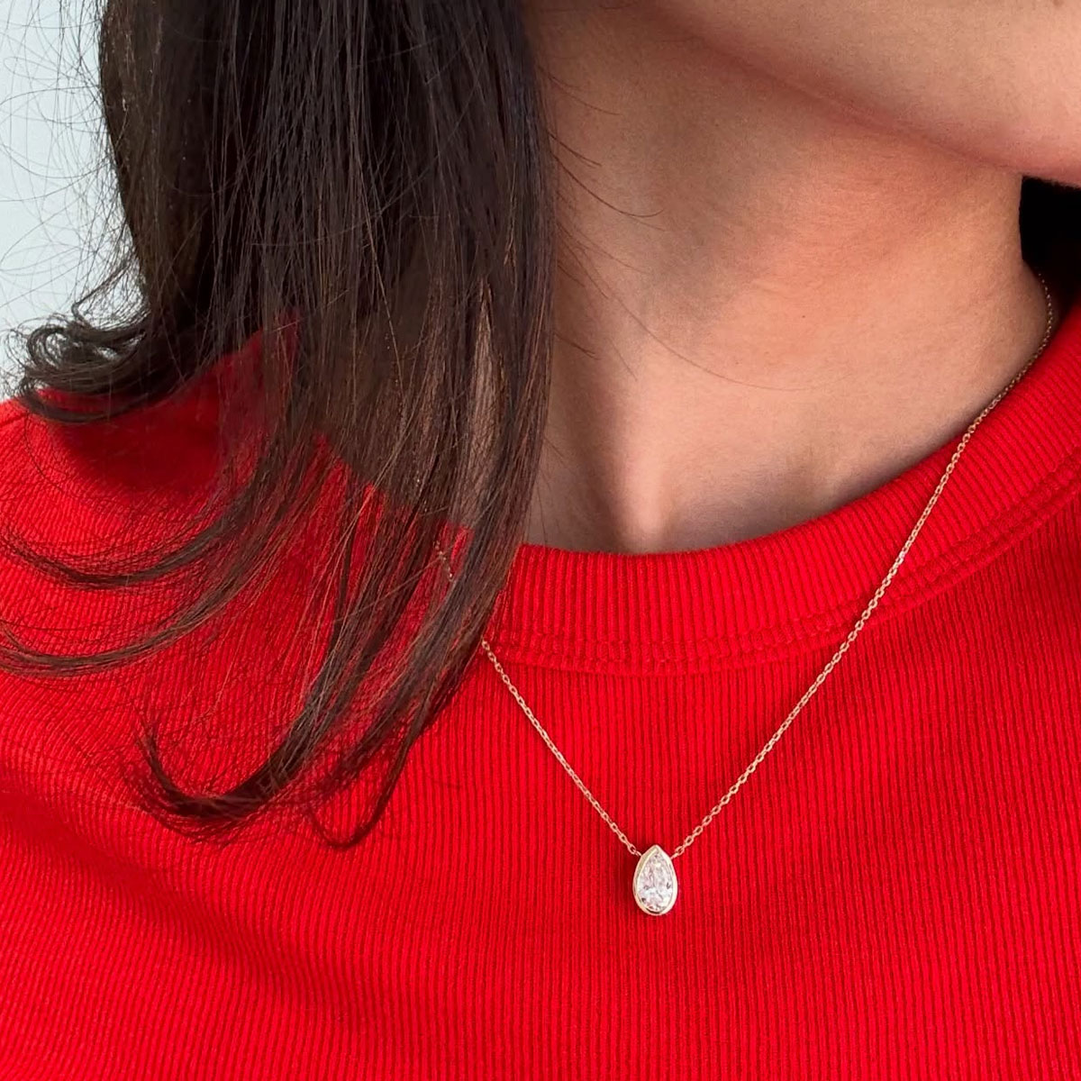 Кулон-солитер с муассанитом в  – обзор и цена Bezels Set Pendant
